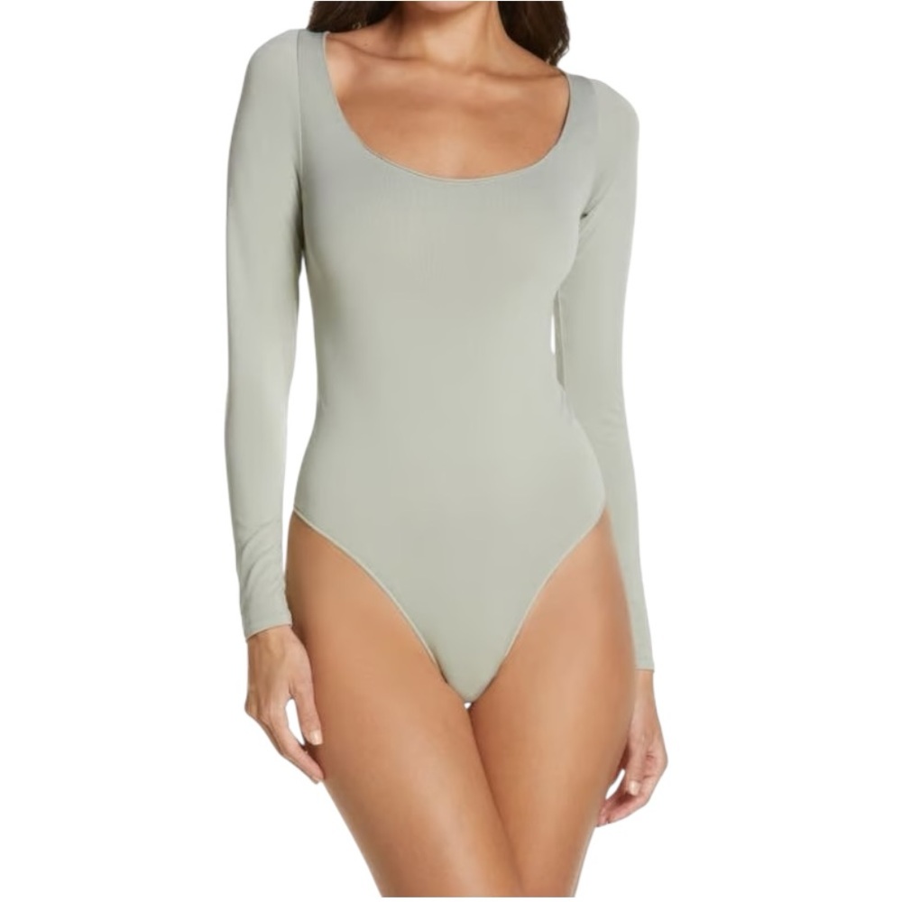 SKIMS Essential Long Sleeve Scoop Neck Bodysuit with Snap Closure